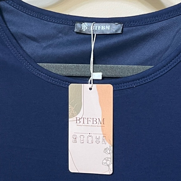 Women's Blue Fitted Dress by BTFBM - Picture 2 of 3